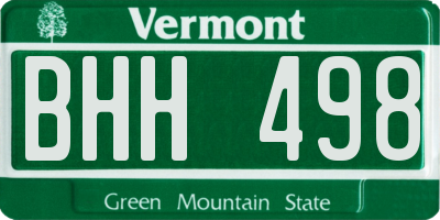 VT license plate BHH498