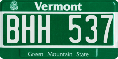 VT license plate BHH537