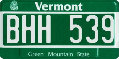 VT license plate BHH539