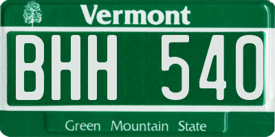 VT license plate BHH540