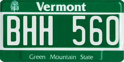 VT license plate BHH560