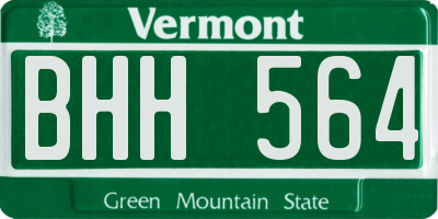 VT license plate BHH564