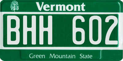 VT license plate BHH602
