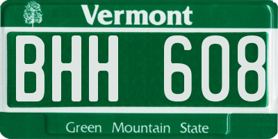 VT license plate BHH608