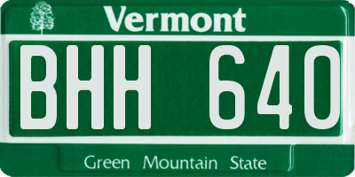 VT license plate BHH640