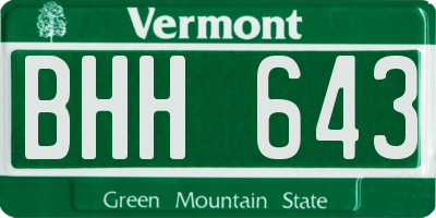VT license plate BHH643