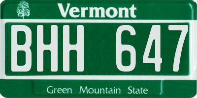 VT license plate BHH647