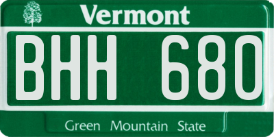 VT license plate BHH680