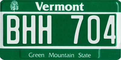 VT license plate BHH704