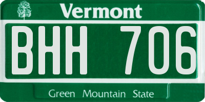 VT license plate BHH706