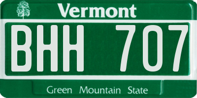 VT license plate BHH707