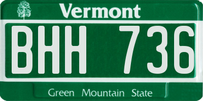 VT license plate BHH736