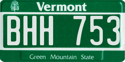 VT license plate BHH753