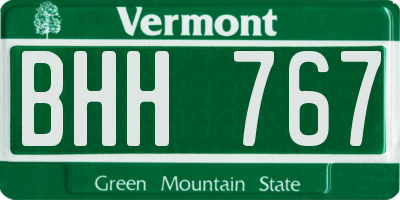 VT license plate BHH767