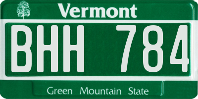 VT license plate BHH784