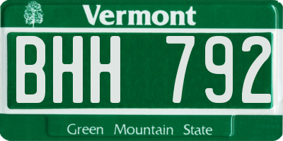 VT license plate BHH792