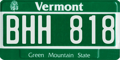 VT license plate BHH818