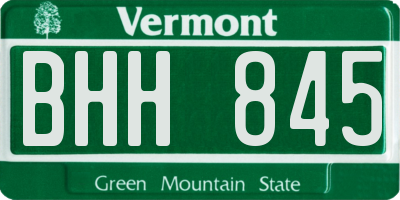 VT license plate BHH845