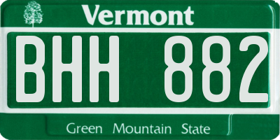 VT license plate BHH882