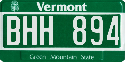 VT license plate BHH894
