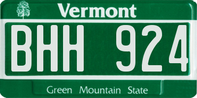VT license plate BHH924