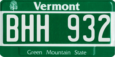 VT license plate BHH932