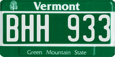 VT license plate BHH933