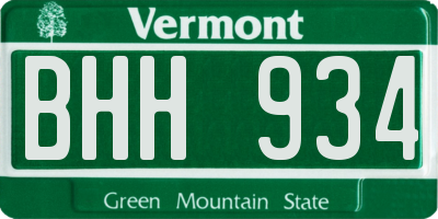 VT license plate BHH934