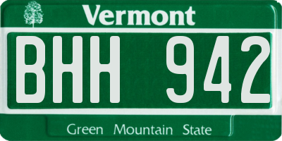 VT license plate BHH942