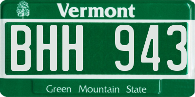 VT license plate BHH943