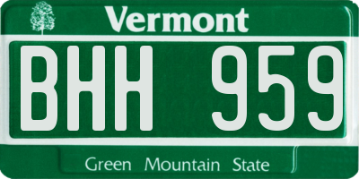 VT license plate BHH959