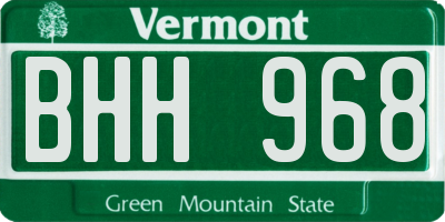 VT license plate BHH968