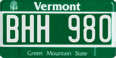 VT license plate BHH980