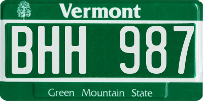 VT license plate BHH987
