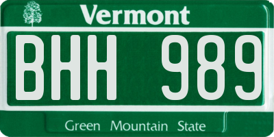 VT license plate BHH989
