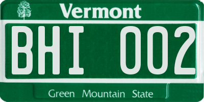 VT license plate BHI002