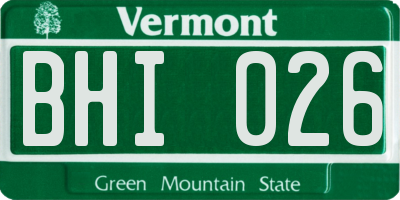 VT license plate BHI026