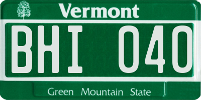 VT license plate BHI040