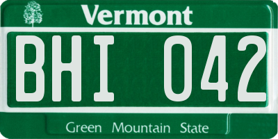 VT license plate BHI042