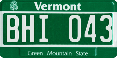 VT license plate BHI043