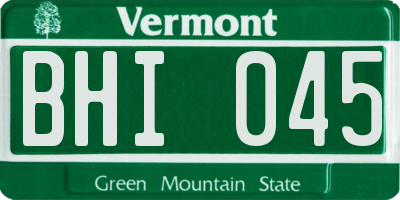 VT license plate BHI045