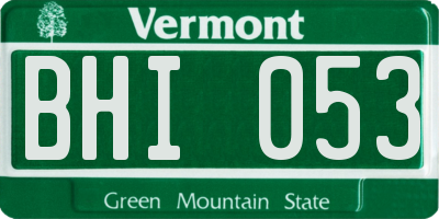VT license plate BHI053