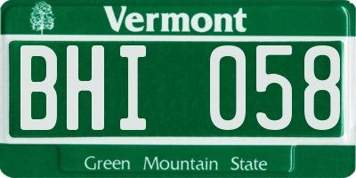 VT license plate BHI058