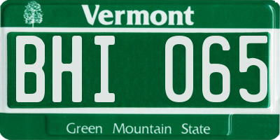 VT license plate BHI065