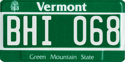 VT license plate BHI068