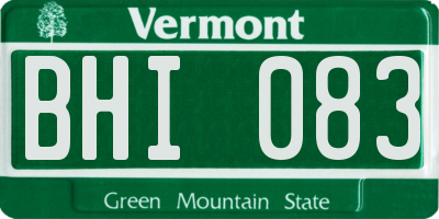 VT license plate BHI083