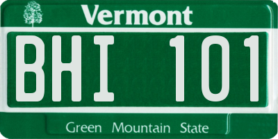 VT license plate BHI101