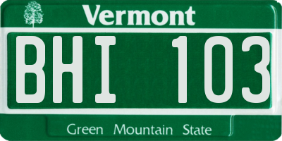 VT license plate BHI103