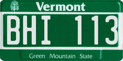VT license plate BHI113