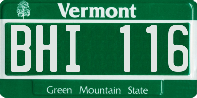 VT license plate BHI116